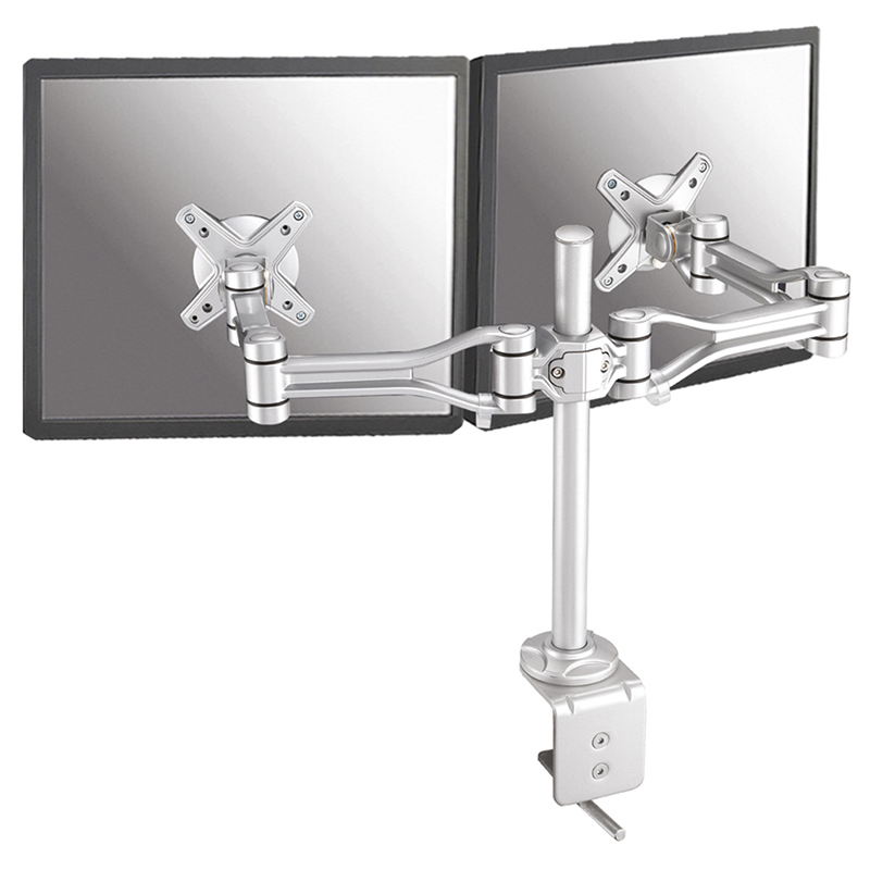 Neomounts FPMA-D1030D Height AdjusTable Full Motion Dual Monitor Arm Desk Mount - Silver
