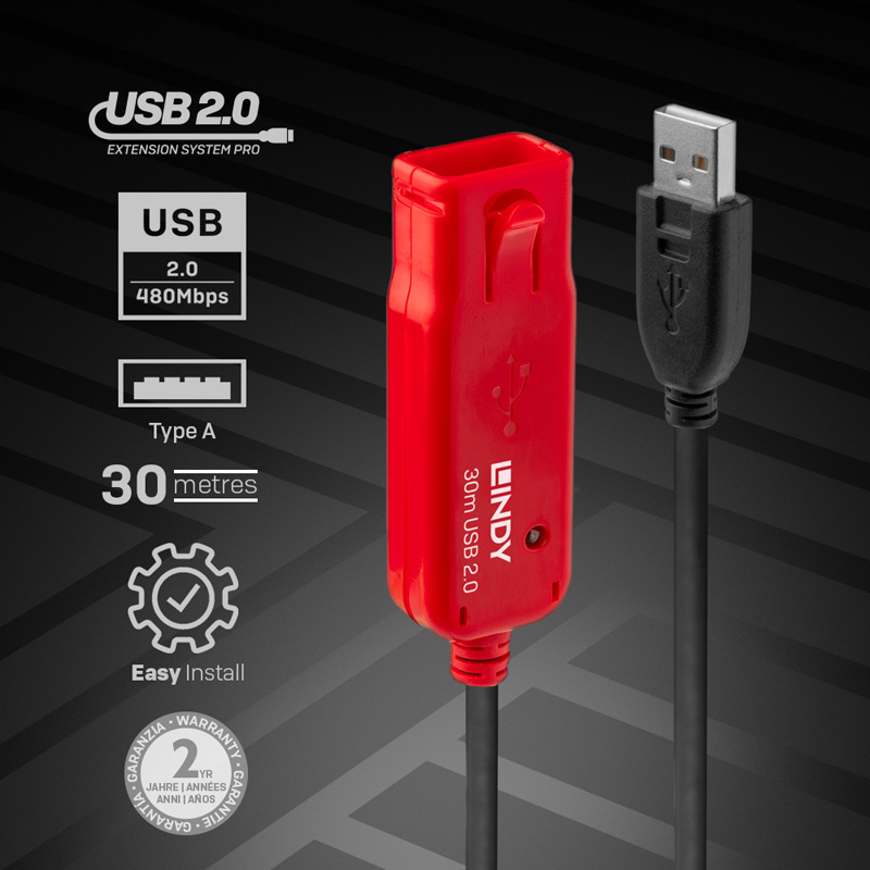 Lindy 42923 30m USB 2.0 Active Extension Cable