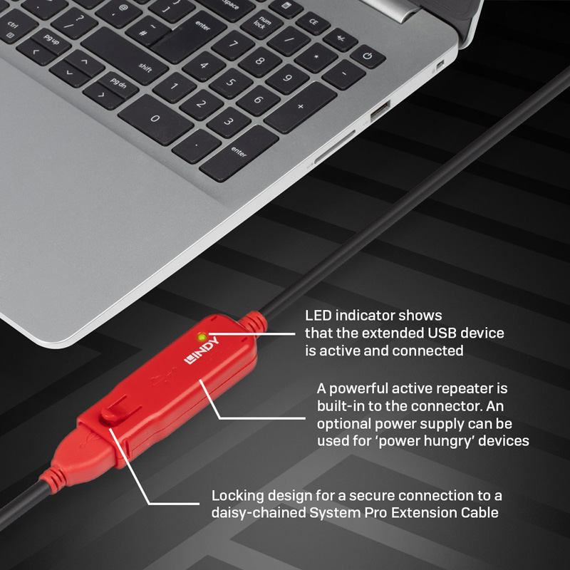 Lindy 42923 30m USB 2.0 Active Extension Cable