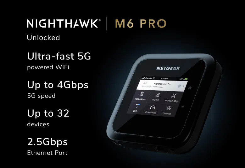 Netgear MR6450-100EUS Nighthawk M6 Pro 5G WiFi 6E Mobile Hotspot Router
