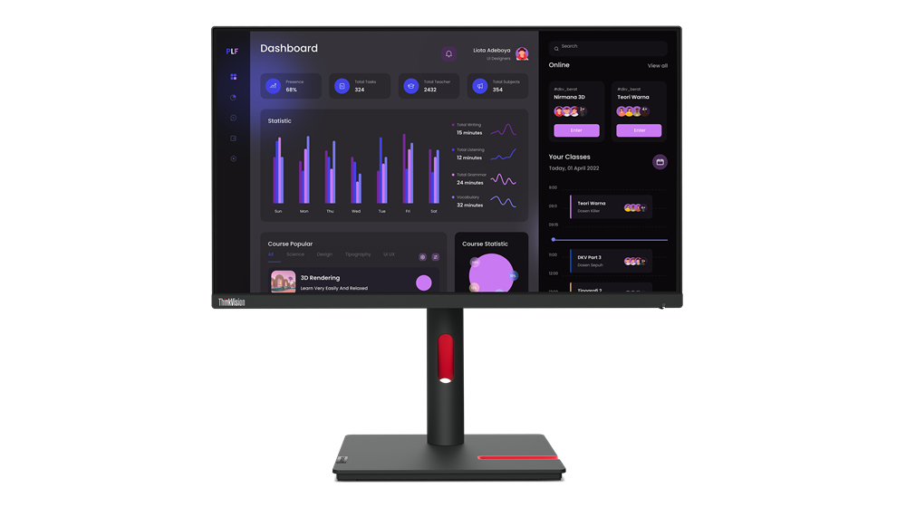 Lenovo 63CFMATXUK ThinkVision T24i-30 LED display 60.5cm(23.8in) 1920x1080 pixels HD