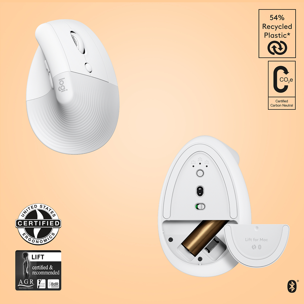 Logitech 910-006477 Lift For MAC, Vertical Ergonomic Mouse