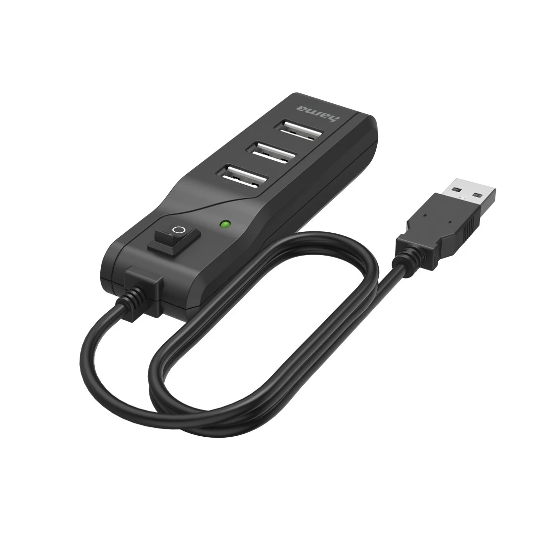 Hama 00200118 USB Hub, 4 Ports, USB 2.0, 480 Mbit/s, On/Off Switch