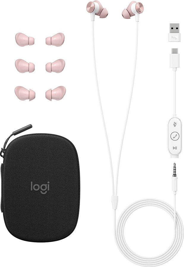 Logitech 981-001135 Rose Zone Wired Earbuds (UC version)