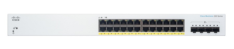 Cisco Business 220 CBS220-24P-4X 24 Ports Layer 2 PoE Switch - 195 W PoE Budget