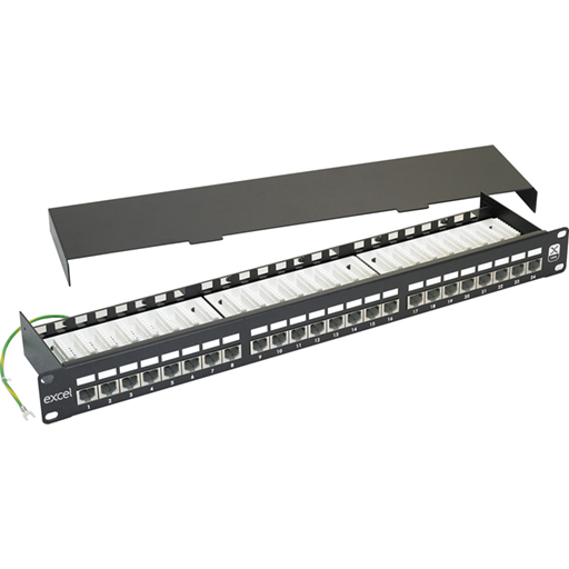 Excel 24 Port Cat6 Patch Panel - 1u FTP Shielded Right Angled