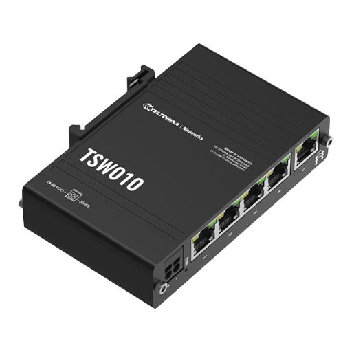 Teltonika TSW010 Unmanaged industrial switch DIN rail 5 Ethernet ports up to 100Mbps