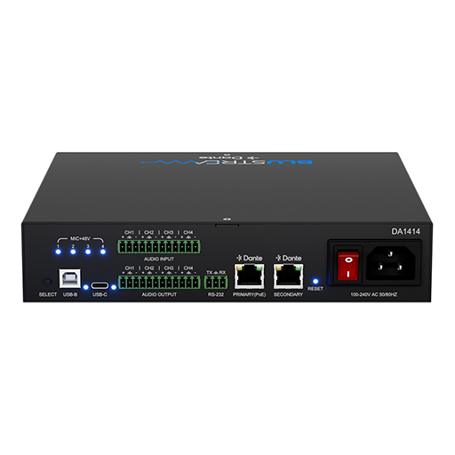 Blustream DA1414 14x14 Dante® Audio Matrix with balanced / unbalanced analogue audio