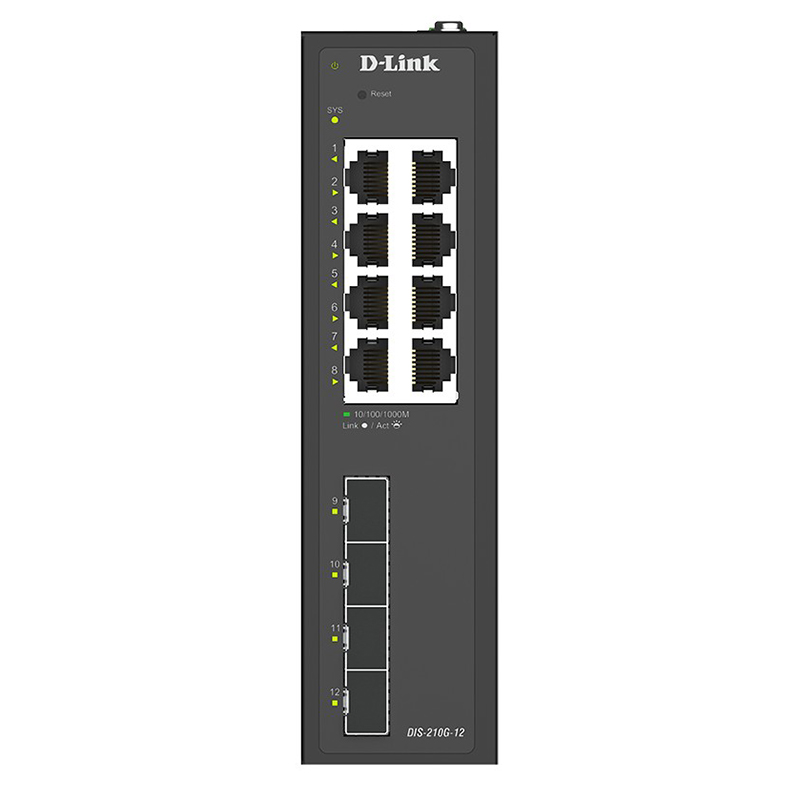 D-Link DIS-210G-12 12-Port Gigabit Industrial Smart Managed Switch with 4 x SFP Ports