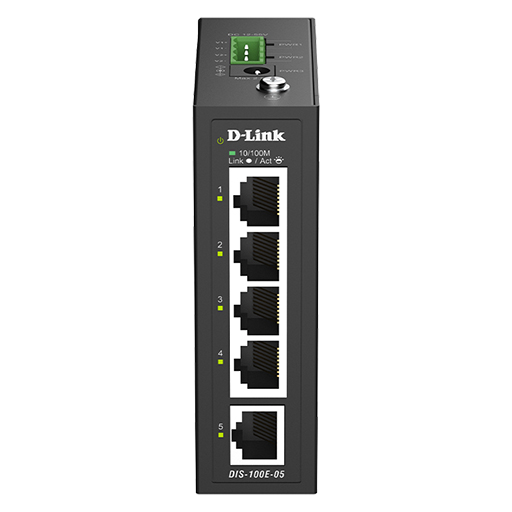 D-Link DIS-100E-05 5-Port Fast Ethernet Industrial Unmanaged Switch