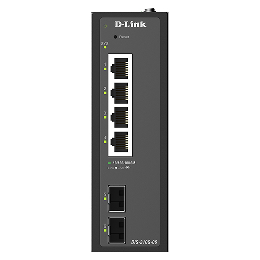 D-Link DIS-210G-06 6-Port Gigabit Industrial Smart Managed Switch with 2 x SFP Ports