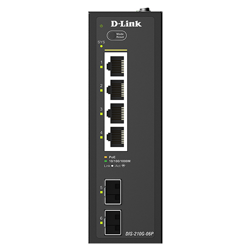 D-Link DIS-210G-06P D-Link 6-Port Gigabit Industrial PoE+ Smart Managed Switch