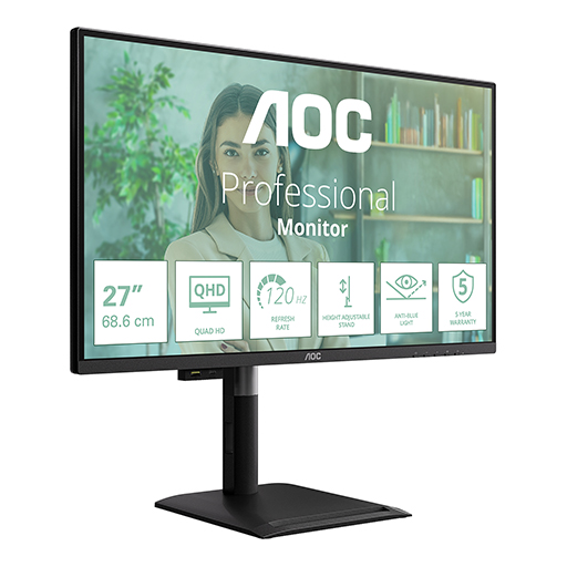 AOC Q27P4U AOC 27 INCH IPS 120Hz HDMI Speakers HA