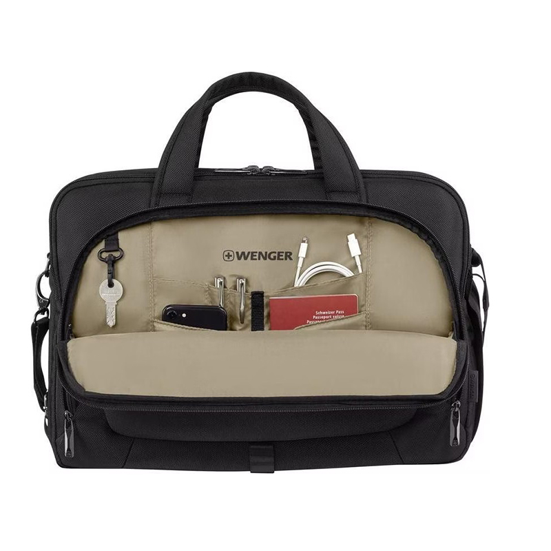 Wenger 653498 Wenger, Meteor Brief, 16 - 17 Inch Laptop Briefcase with Tablet Pocket, Black