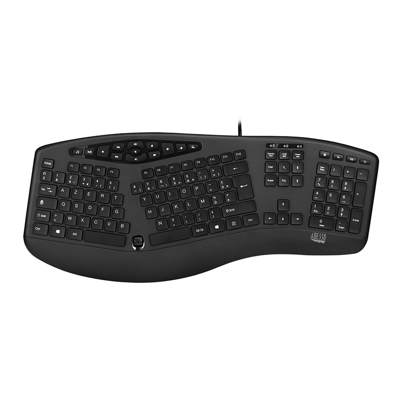 Adesso AKB-160UB-UK Ergonomic Desktop Keyboard, Black.