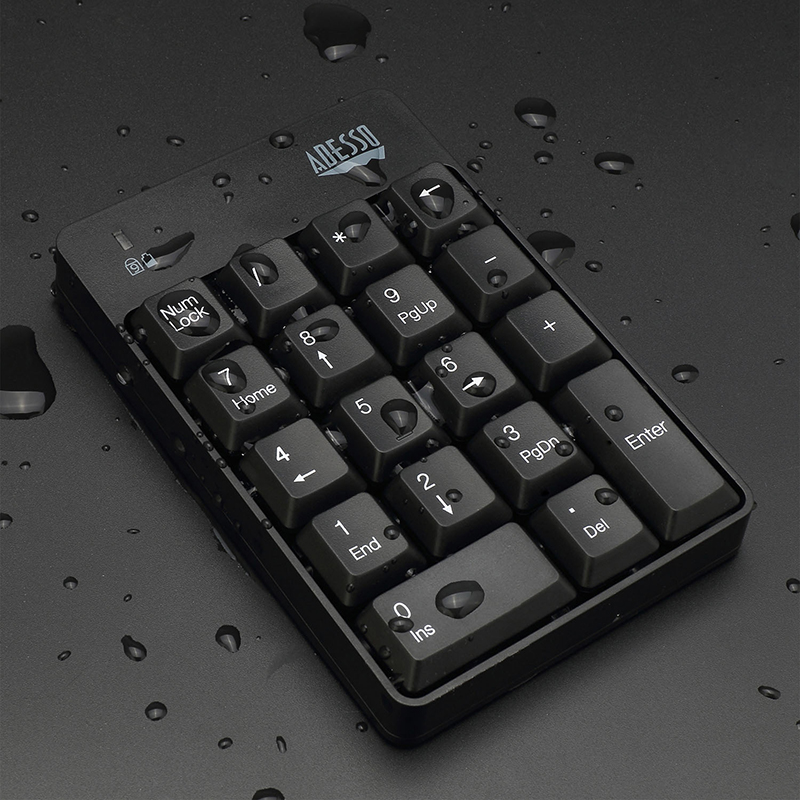 Adesso WKB-6010UB Keypad - Wireless Connectivity - USB Interface - English (US) - Black