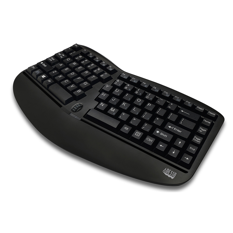 Adesso WKB-1150CB Tru-Form Keyboard & Mouse - English (US) - USB Wireless RF Mouse - Black