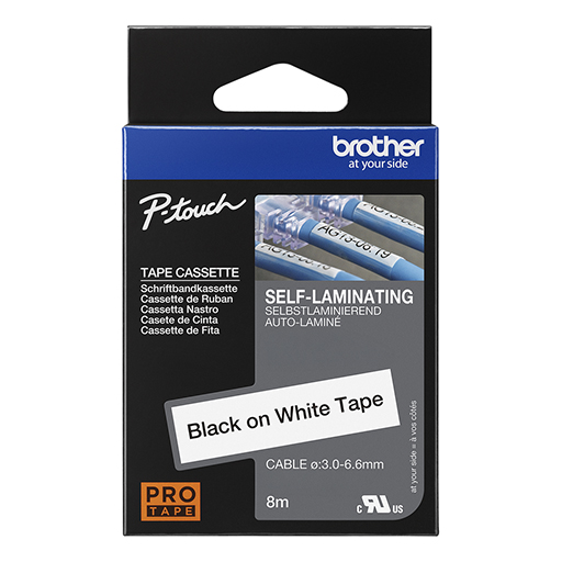 Brother Self-Laminating Labelling Tape Cassette - Black on White