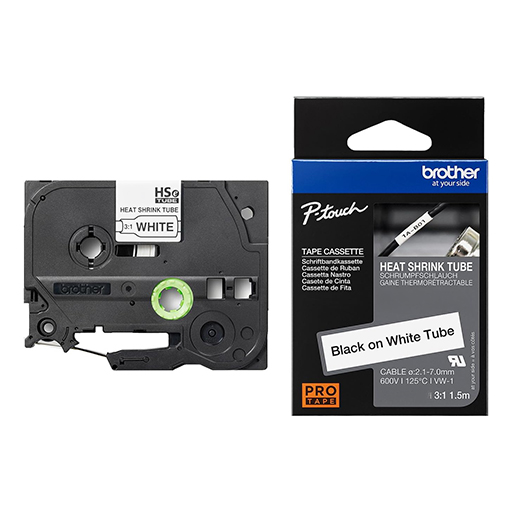 Brother Heat Shrink Tube Tape Cassette - Black on White