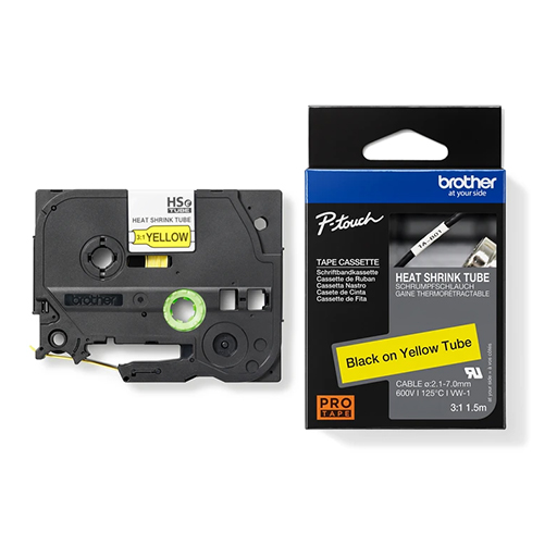 Brother Heat Shrink Tube Tape Cassette - Black on Yellow