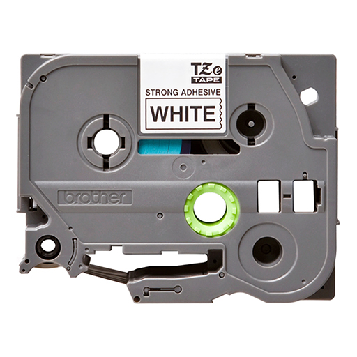 Brother Labelling Tape Cassette - Black on White Strong Adhesive