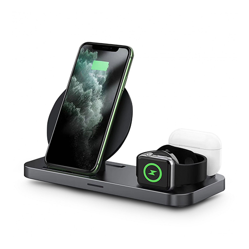 Urban Factory SWC35UF POWEE QI Charging Base 3-in-1 with Charging Sand 15W, Black.