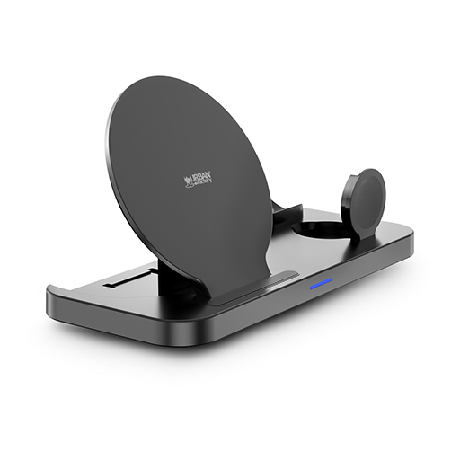 Urban Factory SWC35UF POWEE QI Charging Base 3-in-1 with Charging Sand 15W, Black.