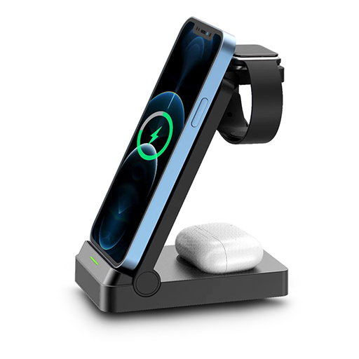 Urban Factory SWC40UF POWEE PRO: QI Charging Base 3-in-1 with Charging Sand 22.5W, Black.