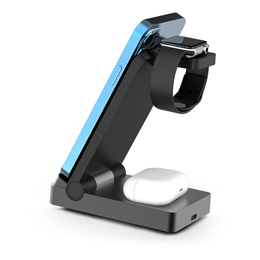 Urban Factory SWC40UF POWEE PRO: QI Charging Base 3-in-1 with Charging Sand 22.5W, Black.