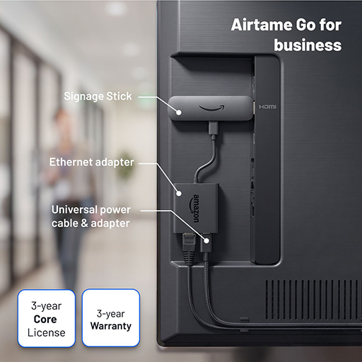 Airtame AT-GO1-CORE-3Y Amazon Signage Stick,Ethernet adapter,3year core license & warranty