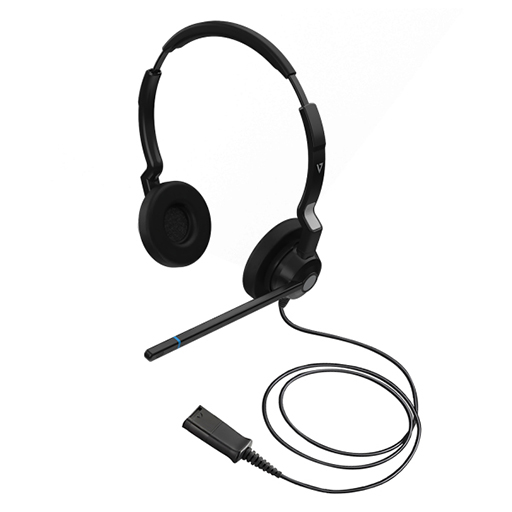 V7 HQ511 Quick Disconnect Call Center Headset, Wired On-ear, Over-the-head Stereo Headset