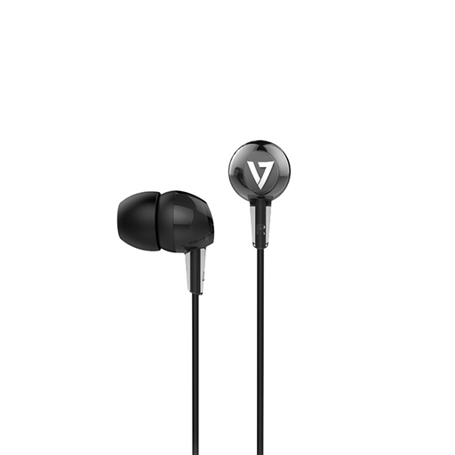 V7 HA220 3.5mm Noise Isolating Stereo Earbuds with In-line Mic, Black