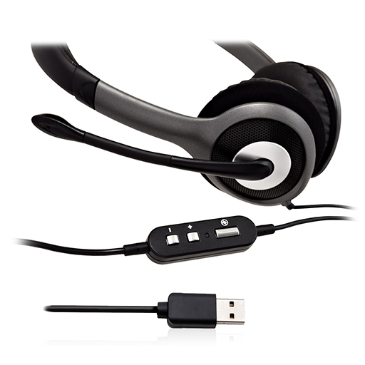 V7 HU521-2EP Deluxe Wired Over-the-head, On-ear Stereo Headset - Black, Dark, Grey 