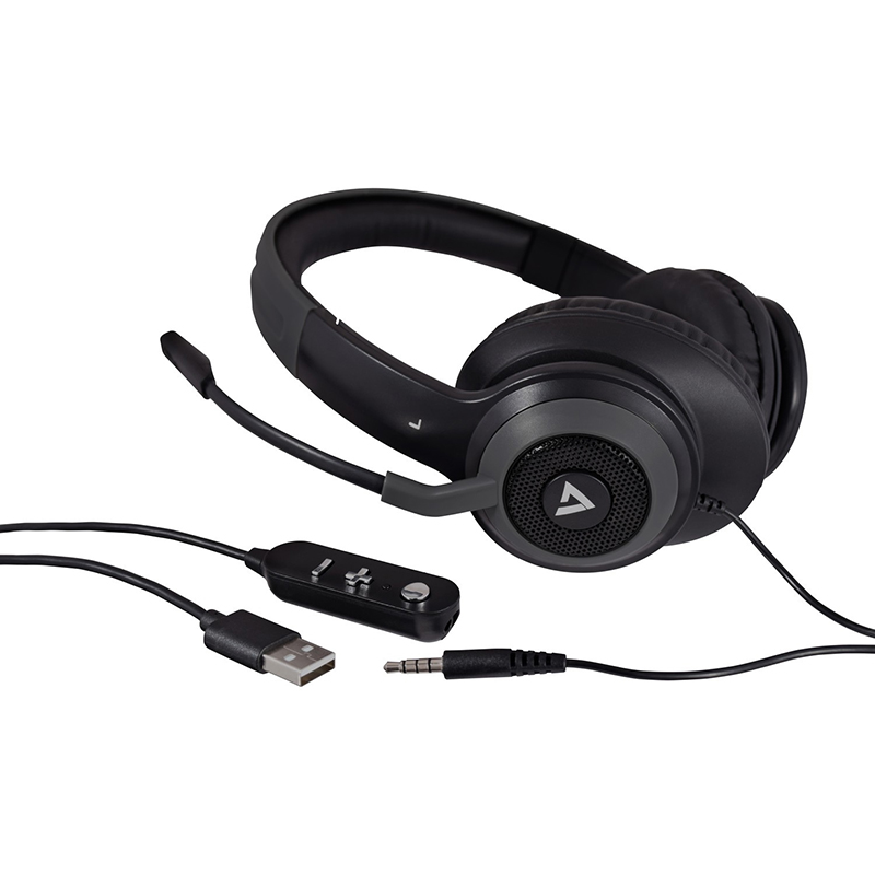 V7 HC701 Premium Wired Over-the-head, Over-the-ear Stereo Headset - Grey 