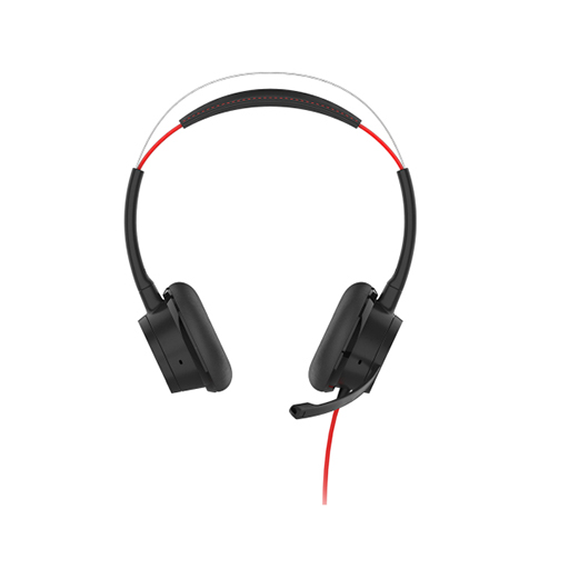V7 HU621 Premium USB Headset with ANC, Stereo, USB Type C, USB Type A,Wired, Black and Red