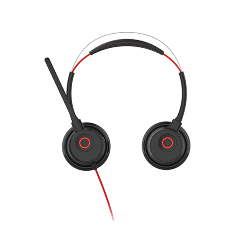 V7 HU621 Premium USB Headset with ANC, Stereo, USB Type C, USB Type A,Wired, Black and Red