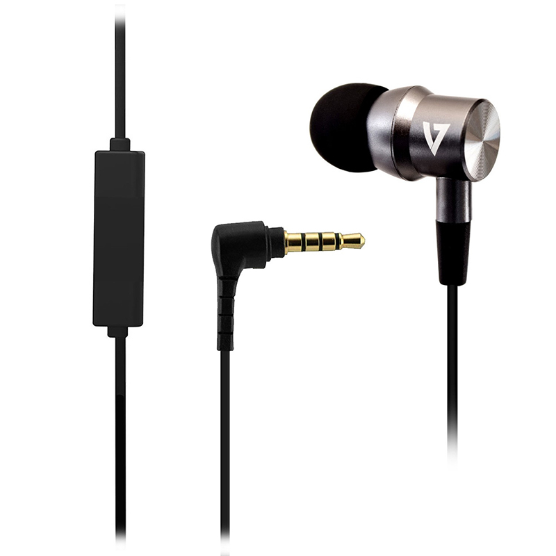 V7 HA111-3EB Stereo Wired Earbuds  - Silver, Black 