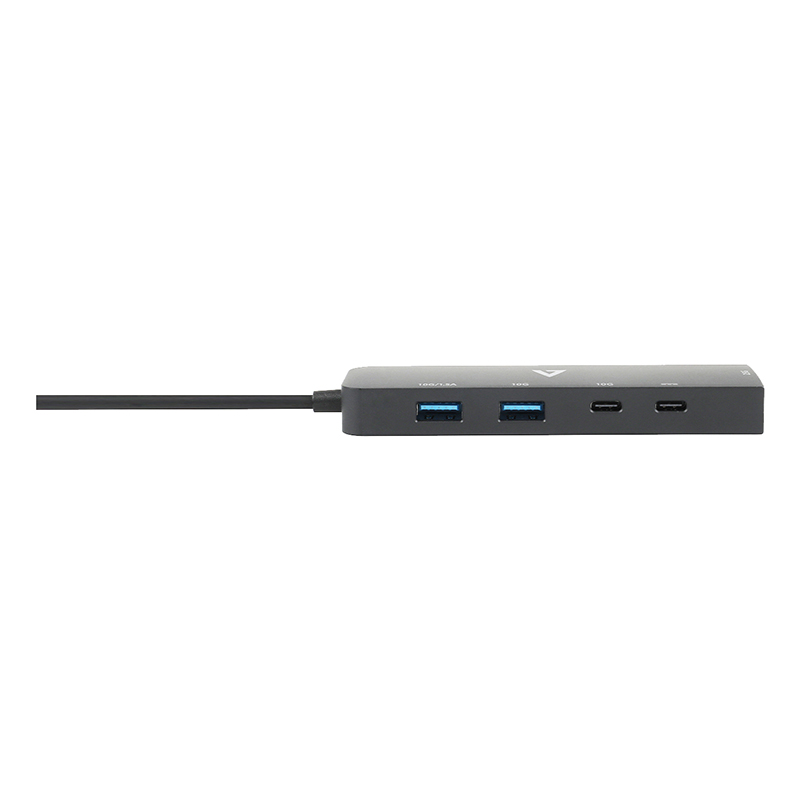 V7 V7UCRJ25GHUB-BLK USB/Ethernet Combo Hub - 10 GB/s - Black 
