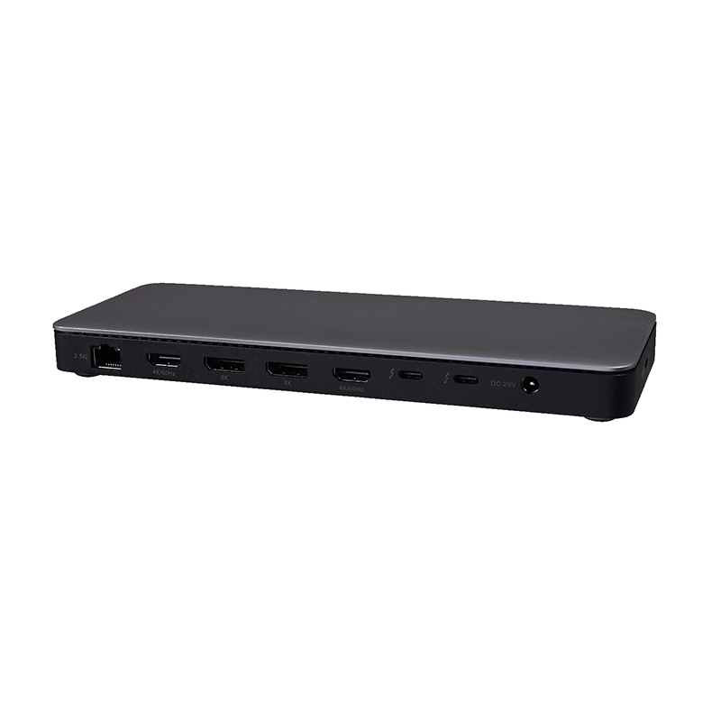 V7 DOCKTB4PT Thunderbolt 4 Docking Station, Charging Capability - Black, Silver