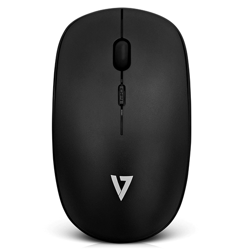 V7 MW200-1E Mouse - Radio Frequency - USB - Optical - 4 Button(s) - Black - Wireless 