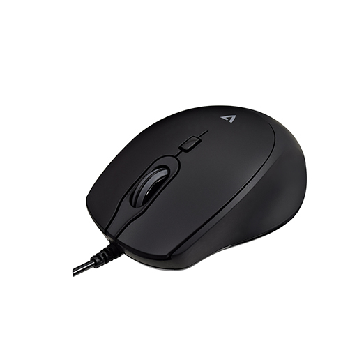 V7 MU350 Mouse - USB Type A - Optical - 4 Button(s) - Black