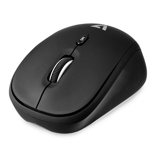 V7 MW100-1E Mouse - Radio Frequency - USB - Optical - 4 Button(s) - Wireless - Black
