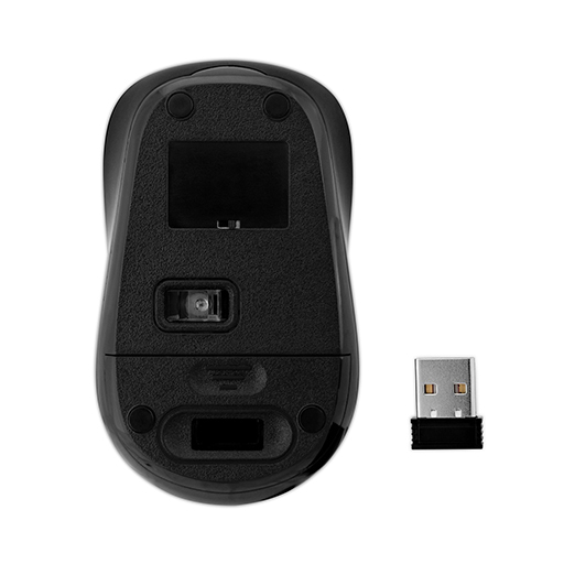 V7 MW100-1E Mouse - Radio Frequency - USB - Optical - 4 Button(s) - Wireless - Black