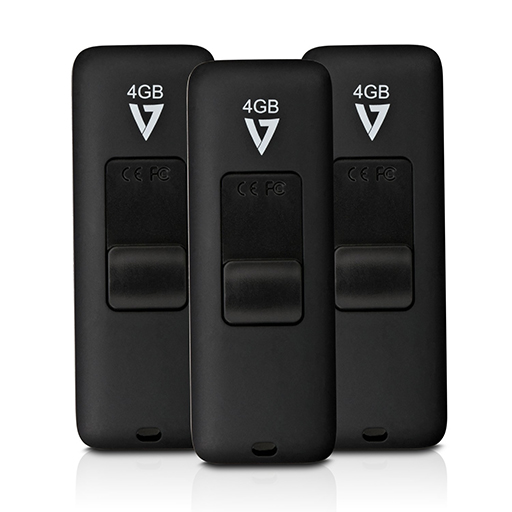 V7 VF24GAR-3PK-3E 4GB FLASH DRIVE 3PK USB Type-A 2.0 COMBO Black