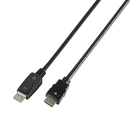 V7 V7DP14HDMI21-1M-BLK Black Video Cable DisplayPort 1.4 Male to HDMI Male 1m 