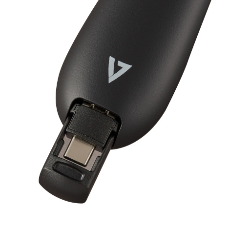 V7 WP500C Presentation Pointer - Radio Frequency - USB Type C, USB Type A - Laser - Black 