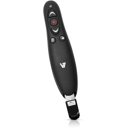 V7 WP1000-24G-19EB Presentation Pointer, Radio Frequency,USB, Optical, 5 Button(s), Black 