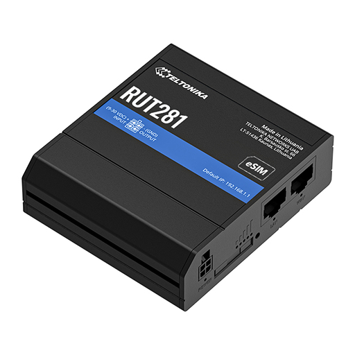 Teltonika RUT281 Cellular router LTE, Wi-Fi 4, 1x WAN, 1x LAN, SIM, DNS over HTTPS, DC
