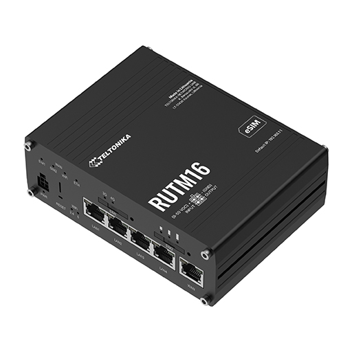 Teltonika RUTM16 Cellular network router LTE Wi-Fi 5 1x WAN 4x LAN SIM DNS over HTTPS GPS