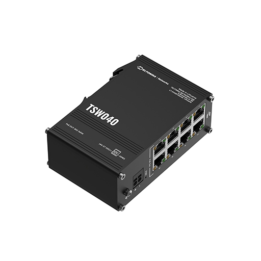 Teltonika TSW040 8-Port PoE+ Switch Unmanaged Fast Ethernet (10/100)  (PoE) Black
